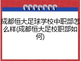 成都恒大足球学校中职部怎么样(成都恒大足校职部如何)