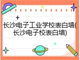 长沙电子工业学校表白墙(长沙电子校表白墙)