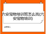 六安宠物培训班怎么找(六安宠物培训)