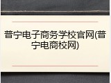 普宁电子商务学校官网(普宁电商校网)
