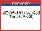 湛江的少林学校存在吗(湛江有少林学校吗)