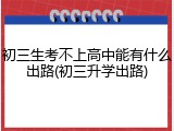 初三生考不上高中能有什么出路(初三升学出路)