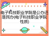 电子科技职业学院是公办还是民办(电子科技职业学院性质)