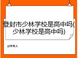 登封市少林学校是高中吗(少林学校是高中吗)
