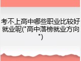 考不上高中哪些职业比较好就业呢("高中落榜就业方向")