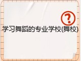 学习舞蹈的专业学校(舞校)