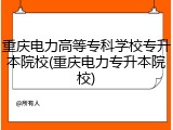 重庆电力高等专科学校专升本院校(重庆电力专升本院校)
