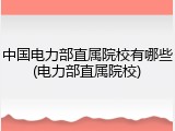 中国电力部直属院校有哪些(电力部直属院校)