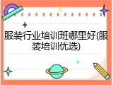 服装行业培训班哪里好(服装培训优选)