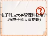 电子科技大学管理科技培训班(电子科大管培班)
