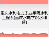 重庆水利电力职业学院水利工程系(重庆水电学院水利系)