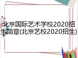 北京国际艺术学校2020招生简章(北京艺校2020招生)