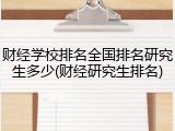 财经学校排名全国排名研究生多少(财经研究生排名)