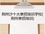 荆州沙十大单招培训学校(荆州单招培训)