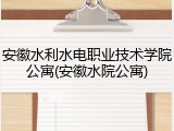 安徽水利水电职业技术学院公寓(安徽水院公寓)