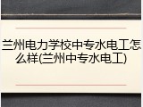 兰州电力学校中专水电工怎么样(兰州中专水电工)