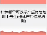 桂林哪里可以学产后修复培训中专生(桂林产后修复培训)