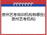 贵州艺考培训机构有哪些(贵州艺考机构)