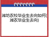 潍坊农校毕业生去向如何(潍农毕业生去向)