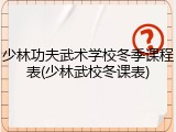 少林功夫武术学校冬季课程表(少林武校冬课表)