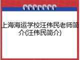 上海海运学校汪伟民老师简介(汪伟民简介)