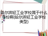 哈尔滨轻工业学校属于什么学校啊(哈尔滨轻工业学校类型)