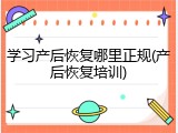 学习产后恢复哪里正规(产后恢复培训)
