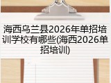 海西乌兰县2026年单招培训学校有哪些(海西2026单招培训)