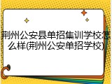 荆州公安县单招集训学校怎么样(荆州公安单招学校)
