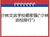少林文武学校哪家强("少林武校排行")
