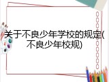 关于不良少年学校的规定(不良少年校规)