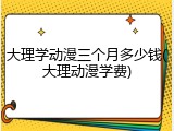 大理学动漫三个月多少钱(大理动漫学费)