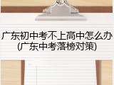 广东初中考不上高中怎么办(广东中考落榜对策)