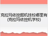 克拉玛依挖掘机技校哪里有(克拉玛依挖机学校)