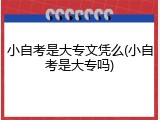 小自考是大专文凭么(小自考是大专吗)