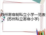 苏州寄宿制私立小学一览表(苏州私立寄宿小学)