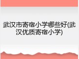 武汉市寄宿小学哪些好(武汉优质寄宿小学)