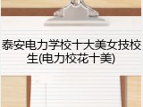 泰安电力学校十大美女技校生(电力校花十美)