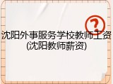 沈阳外事服务学校教师工资(沈阳教师薪资)