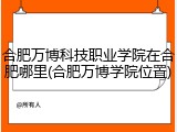 合肥万博科技职业学院在合肥哪里(合肥万博学院位置)