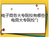 电子商务大专院校有哪些("电商大专院校")