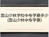嵩山少林学校中专学费多少(嵩山少林中专学费)