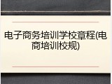 电子商务培训学校章程(电商培训校规)
