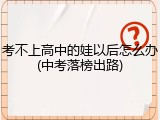 考不上高中的娃以后怎么办(中考落榜出路)