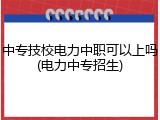 中专技校电力中职可以上吗(电力中专招生)