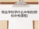 商业学校学什么中专的(商校中专课程)