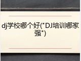 dj学校哪个好("DJ培训哪家强")