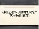 湖州艺考培训哪家好(湖州艺考培训推荐)