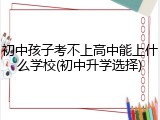 初中孩子考不上高中能上什么学校(初中升学选择)