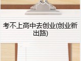 考不上高中去创业(创业新出路)